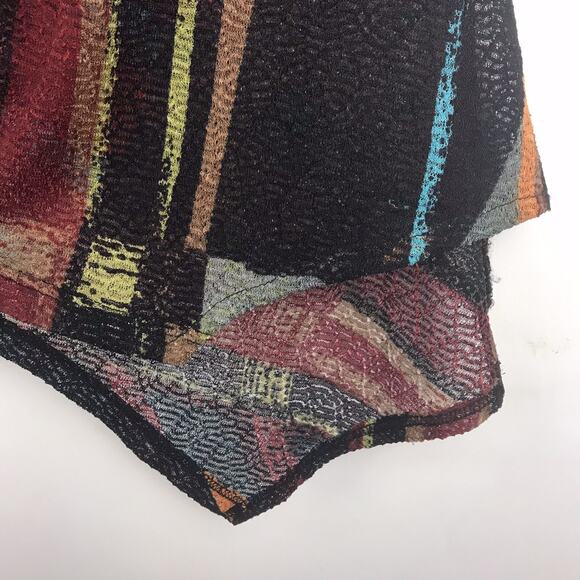 Damee Inc. Cowl Neck Tunic Half Sleeve Swing Sheer Mesh Knit Red Tan Black Small - Picture 6 of 11